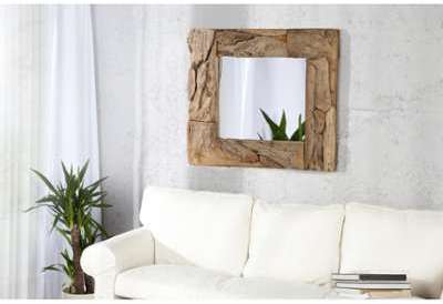 Miroir design mural en forme carré coloris naturel