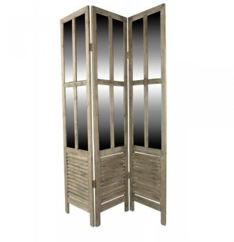 PARAVENT MIROIR ANCIEN BOIS 3 PANNEAUX 126x2x170cm PARAVENT MIROIR ANCIEN BOIS