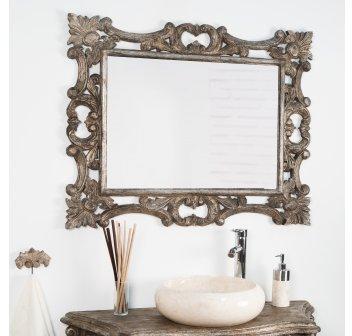 Miroir baroque en bois patiné bronze 100cm X 80cm Miroir baroque en bois patiné
