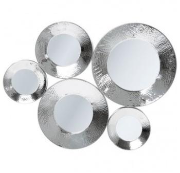 Miroir design en fer nickelé argent Circle 46 cm