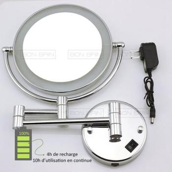 Miroir design grossissant à LED pliable rond Miroir design grossissant