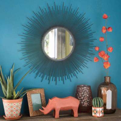 Miroir soleil en fil de métal brun D.60cm JOYA