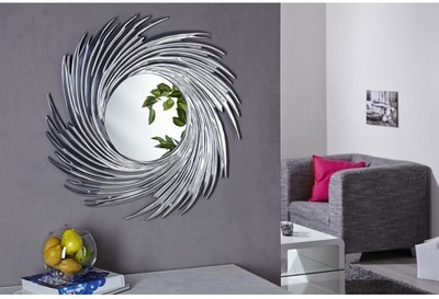 Miroir design mural coloris argent en aluminium