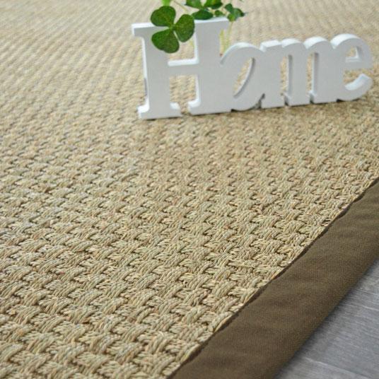 Tapis jonc de mer gansé - Paro fin Natté 4x4 ganse Tapis jonc de mer gansé -