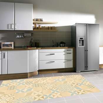 Tapis Vinyle - PVC - Imitation Carreaux de ciment grège Tapis Vinyle - PVC - Imitation