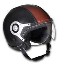 Casque moto en cuir noir et brun Taille M
