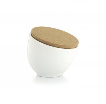 Main à Sel Blanc en Porcelaine avec Couvercle Ø 12