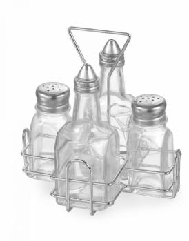 Ménagère en Fer Chromé 2 Bouteilles et 2 Saupoudre