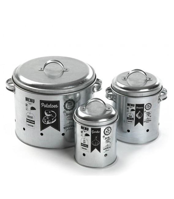 Set de 3 Pots de Conservation en Métal pour Ail, O
