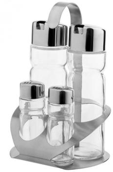 Ménagère Inox - Set de 4 Pièces: Poivre, Sel, Huil