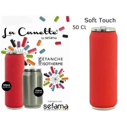 Mug isotherme canette 50 cl rouge soft touch