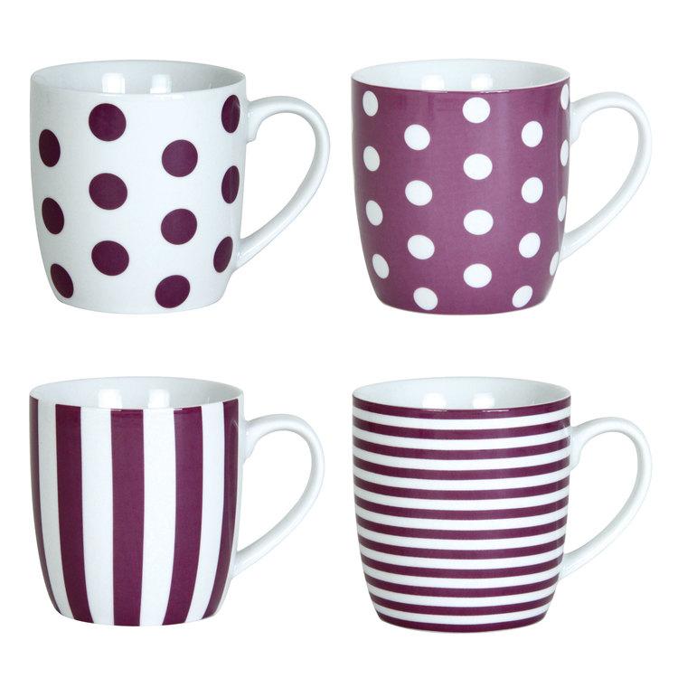 Mug en porcelaine 4 décors assortis 35cl - Set de