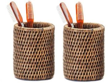 Basket BER - Lot de 2 porte-brosses à dents - rotin Basket BER - Lot de 2 porte-brosses