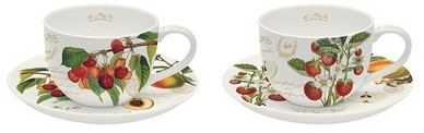 Coffret de 2 tasses à café+soucoupes Fruits du jar