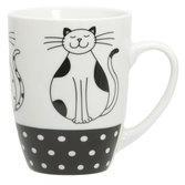 Mug en porcelaine chat noir / blanc 35cl - Lot de