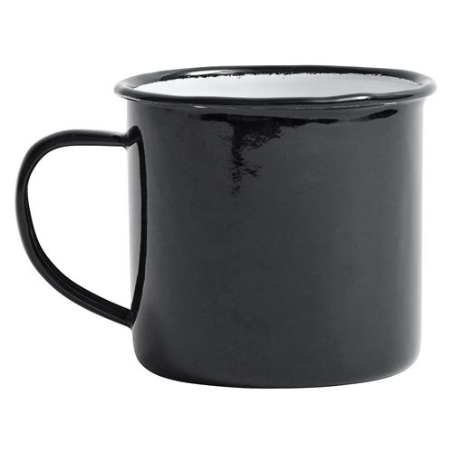 Mug en métal émaillé bicolore noir et blanc Madame