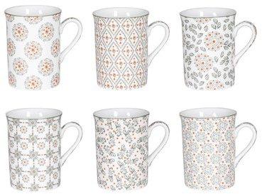 Mug en porcelaine 30cl motif floral gris et orange Mug en porcelaine 30cl motif