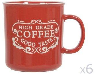 Mug en grès effet émail décoré - Lot de 6 pièces C