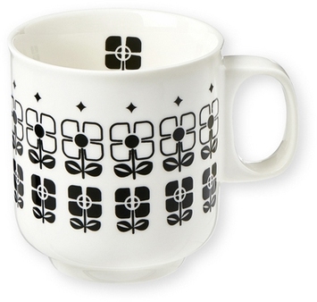 Mug en porcelaine blanche motif floral noir Mr & M
