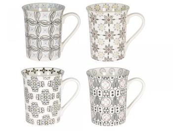 Mugs en céramique 25cl motifs ethniques gris - Cof