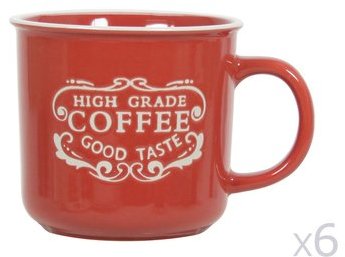 Mug en grès effet émail décoré - Lot de 6 pièces C