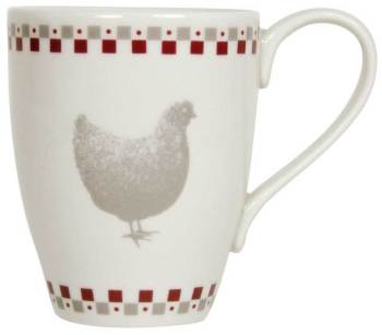6x Mug en grès Beige/rouge/gris - 31 cl GALLINA