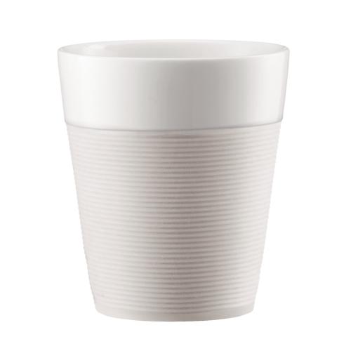 Set de 2 mugs en porcelaine avec bande silicone 30cl Set de 2 mugs en porcelaine