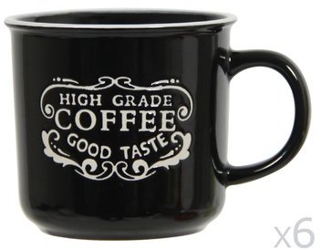 Mug en grès effet émail décoré - Lot de 6 pièces C