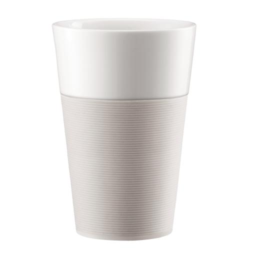 Set de 2 mugs en porcelaine avec bande silicone 60cl Set de 2 mugs en porcelaine