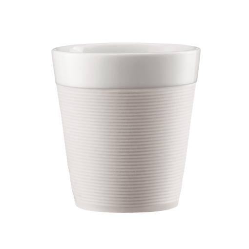Set de 2 mugs en porcelaine avec bande silicone 17cl Set de 2 mugs en porcelaine
