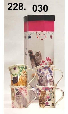 Coffret accordéon 4 mugs chats mistigri
