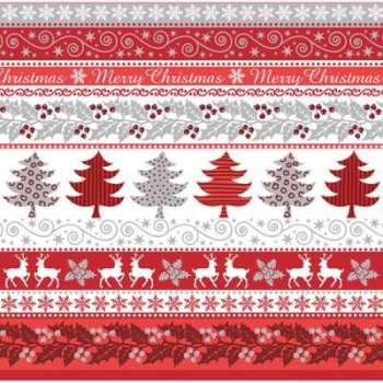 20 Serviettes Noël Frise Argent/Rouge