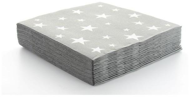 Serviettes en papier étoile 2 plis Grise x 20 pièc
