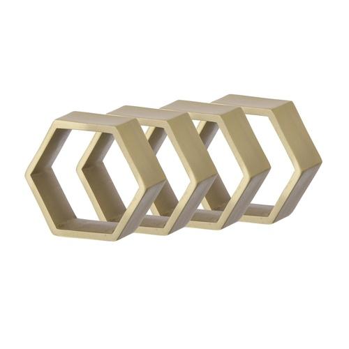 Hexagon - Lot de 4 anneaux de serviette - laiton/m