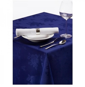 Nappe damassée motif rose bleue 2286 mm