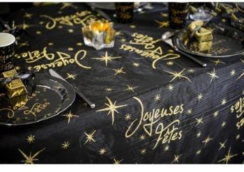 Nappe Joyeuses Fêtes Noire (145 x 250 cm) - Organz