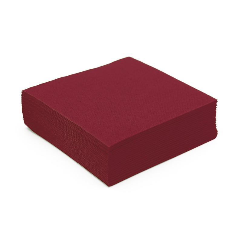 Serviette cocktail papier micro gaufrée bordeaux (25 Serviette cocktail papier