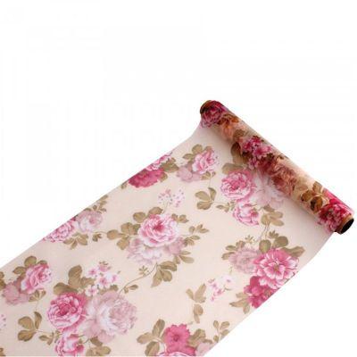 CHEMIN DE TABLE ORGANZA FLEURS BOUDOIR