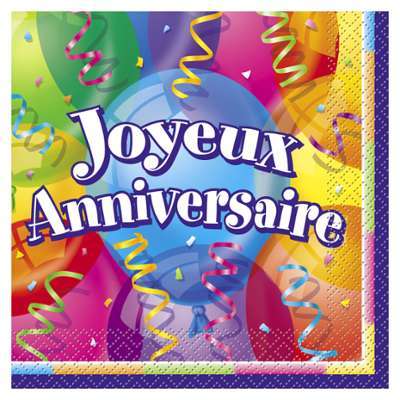 16 Serviettes Joyeux Anniversaire