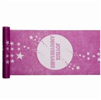 Chemin de table joyeux anniversaire Rose fushia