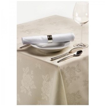 Nappe damassée motif rose ivoire 2286 mm