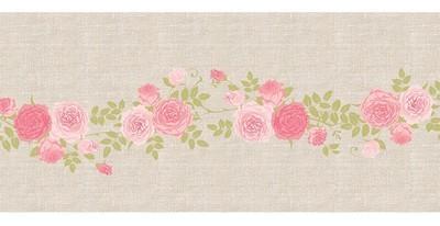 CHEMIN DE TABLE LIN ROSES 28 CM X 5 M