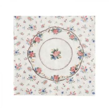 20 serviettes en papier décorées d une assiette fleurie 20 serviettes en papier décorées