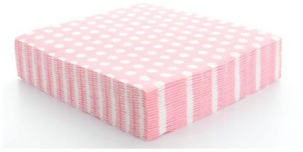 Serviettes en papier à pois 2 plis Rose x 20 pièce