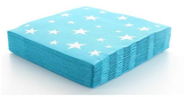 Serviettes en papier étoile 2 plis Turquoise x 20