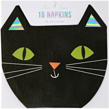 16 Petites Serviettes Chat noir