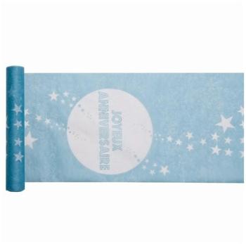 Chemin de table joyeux anniversaire Turquoise