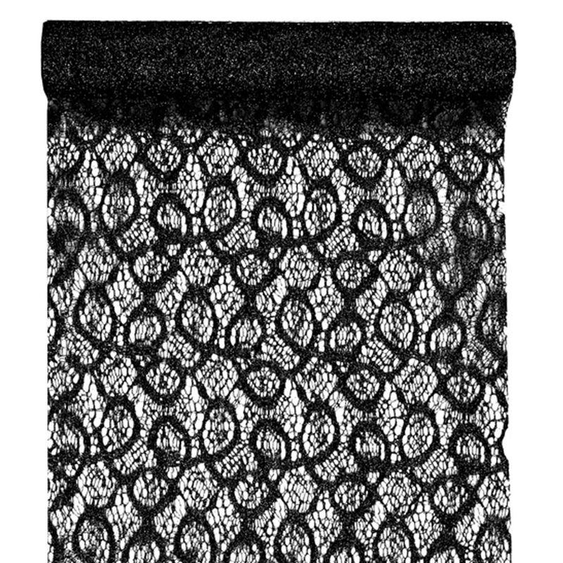 CHEMIN TABLE DENTELLE MÉTAL NOIR 28 CM*5 M