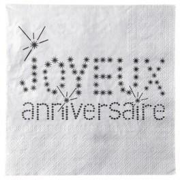 Serviette de table anniversaire argent