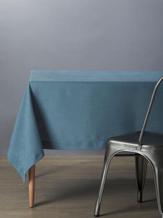 Nappe anti-taches aspect lin bleu céladon Nappe anti-taches aspect lin